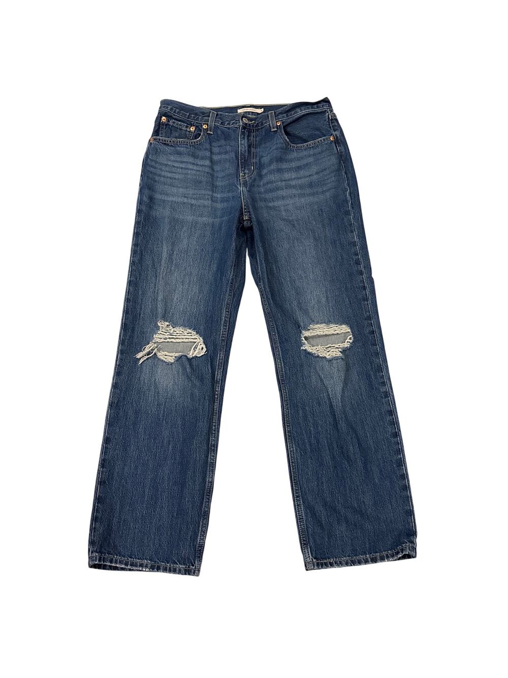 Levis Jeans Womens 31 Blue Low Pro Straight 100% Cotton Ripped Distressed Casual